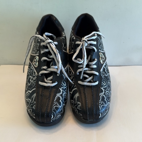 Dexter black and white Joan bowling sneakers heart patten slide rite sole 6 1/2 - Picture 13 of 14